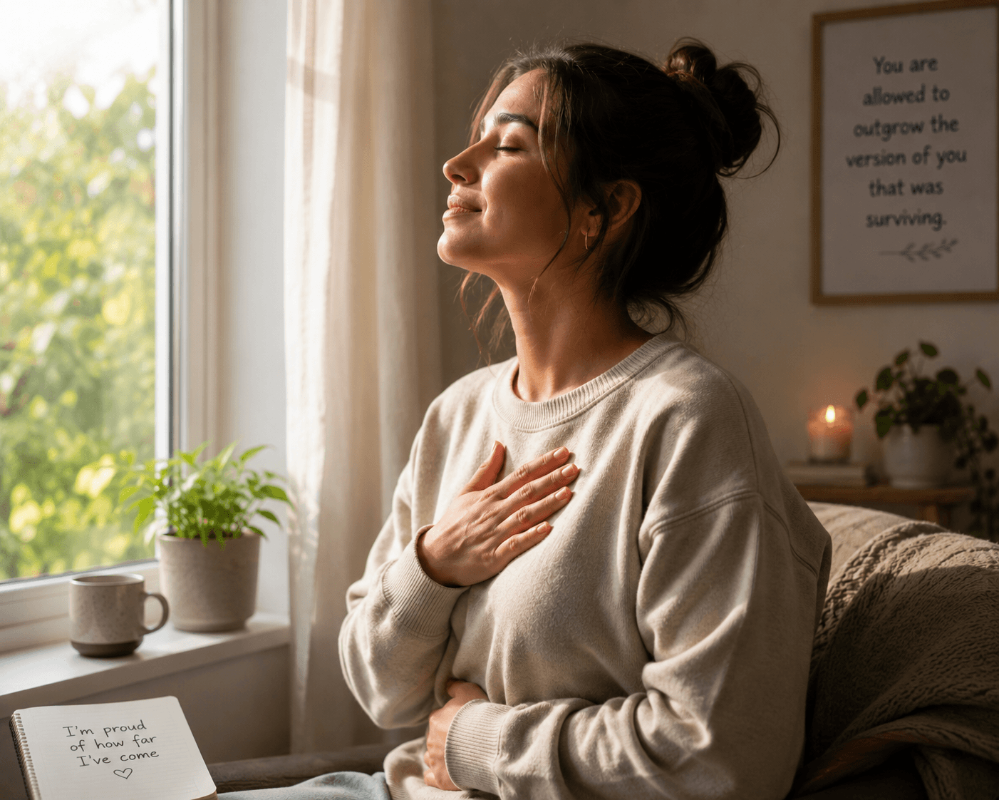 A person feeling calmer after anxiety counselling