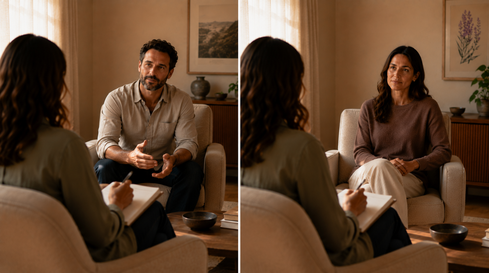 One-on-one sessions are available as part of the couples journey — each partner may do solo work before, between or after couple sessions