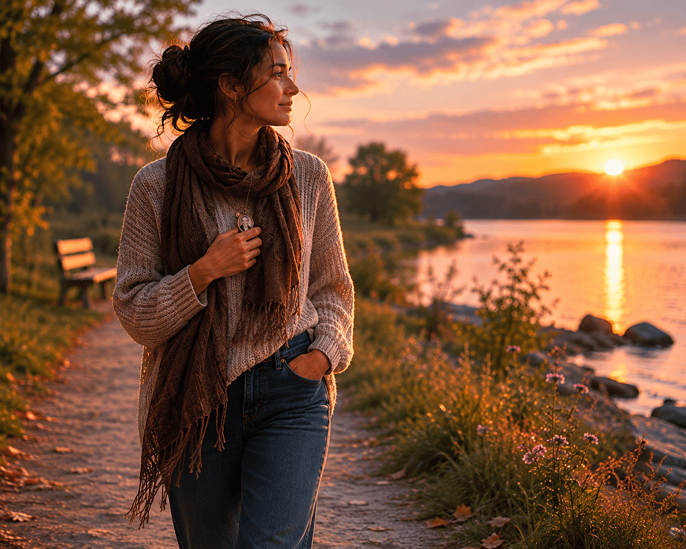 A person reconnecting with life while carrying grief