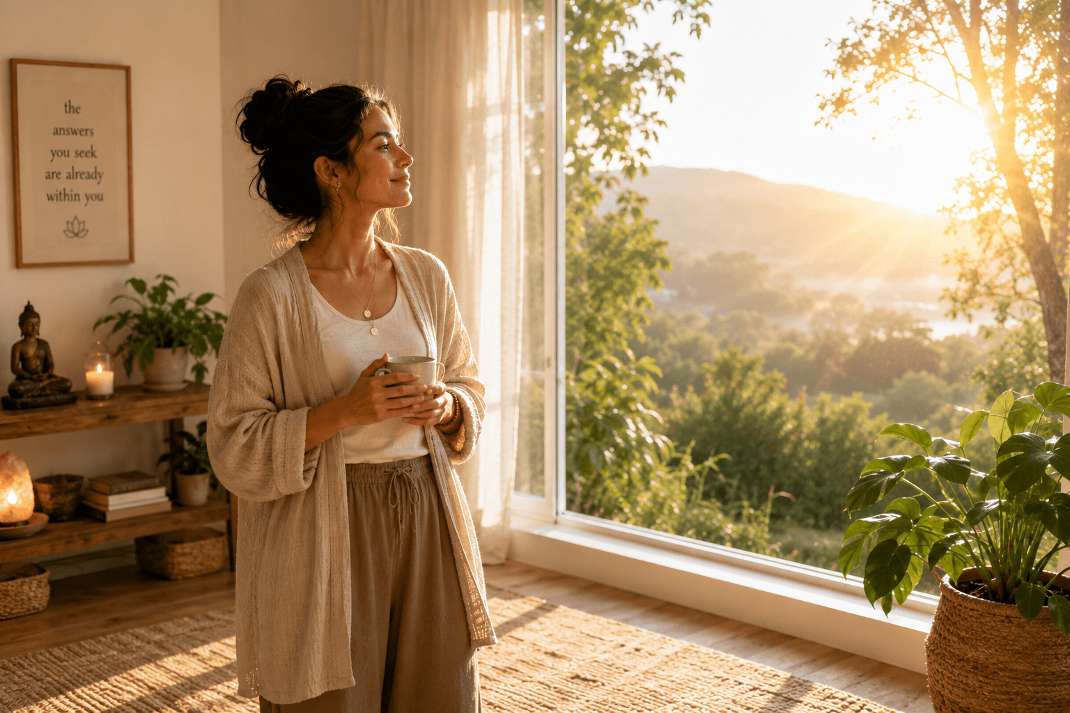 A person feeling aligned after spiritual counselling