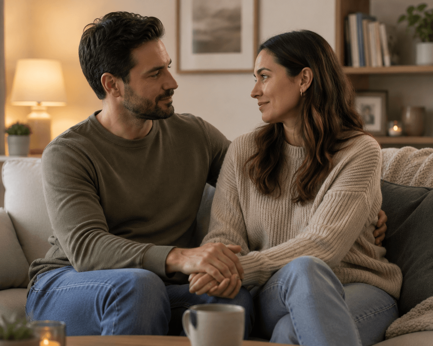 A couple reconnecting after marriage counselling